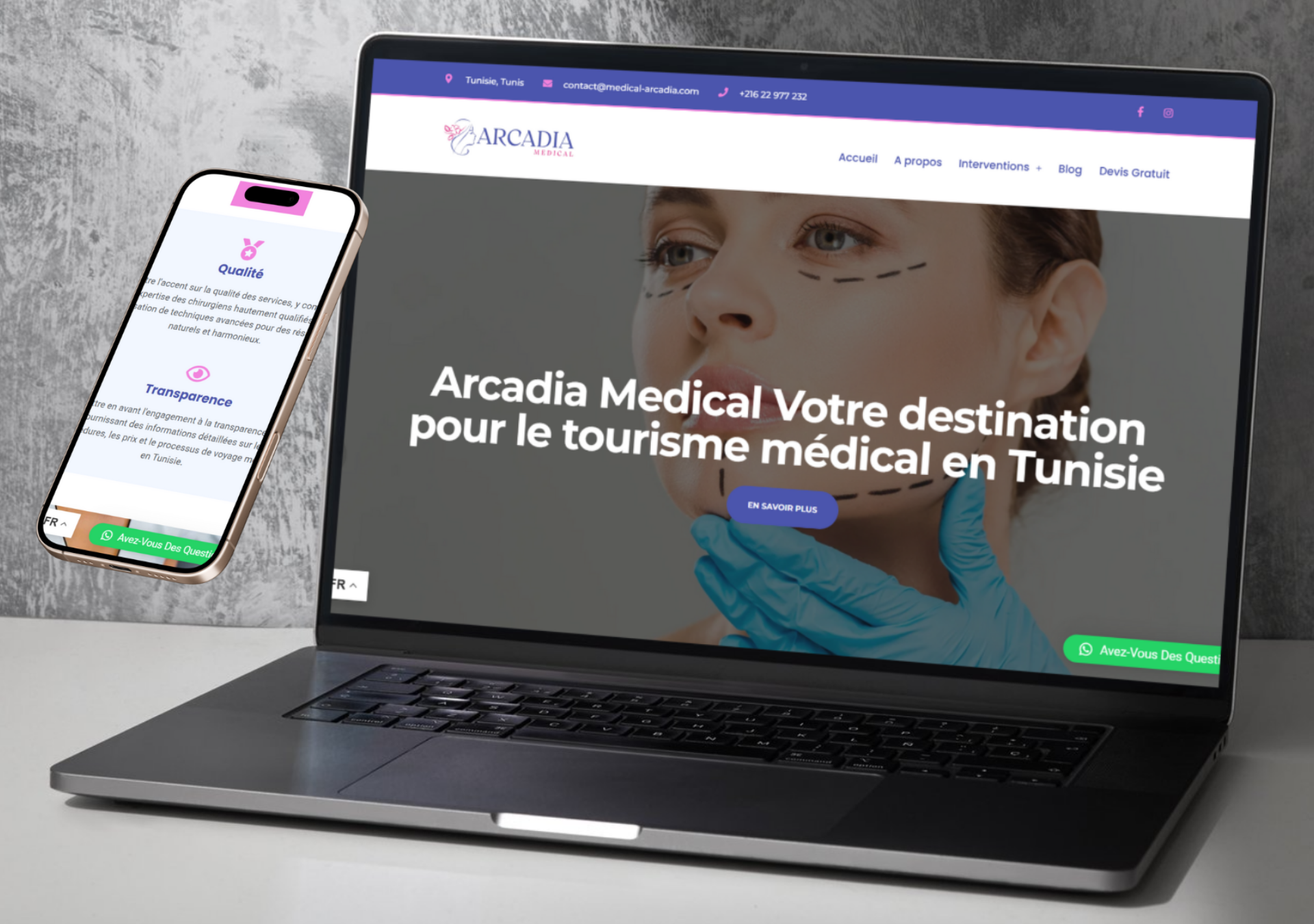 Médical Arcadia - projet digital réalisé par THE ROAD